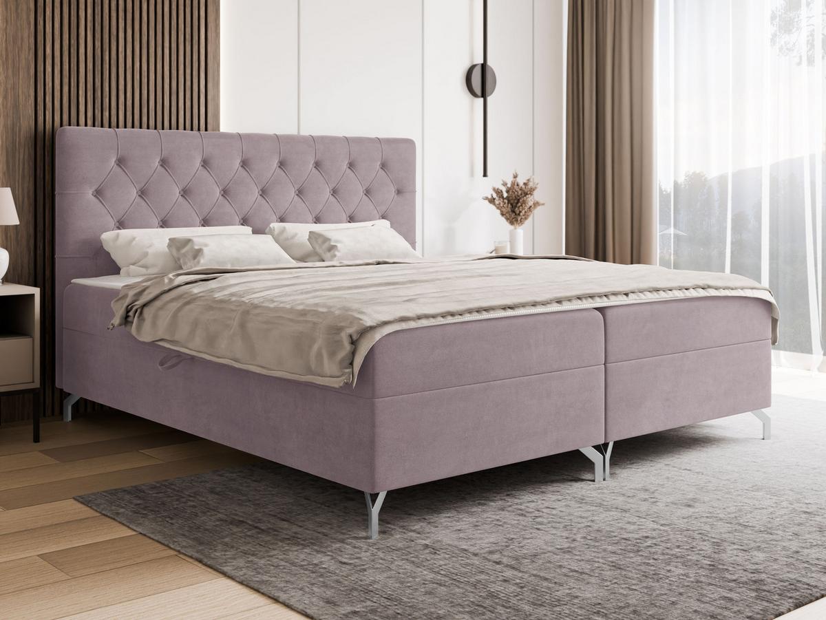 BOXBETT Guilette - H3 - Hellrosa/Silberfarben, Holz/Holzwerkstoff (120/200cm) - MIRJAN24