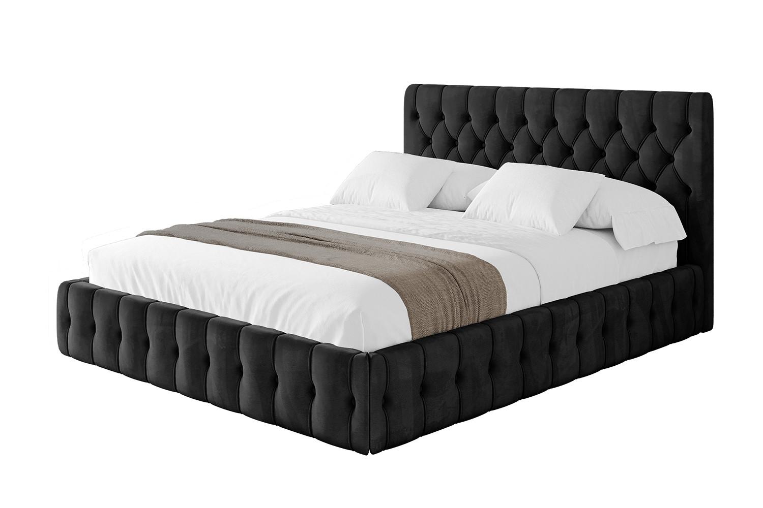 POLSTERBETT mit Bettkasten und Lattenrost, Boxbett ohne Matratze - LARO 180x200 Schwarz - Schwarz, Holzwerkstoff/Textil (180/200cm) - ALTDECOR