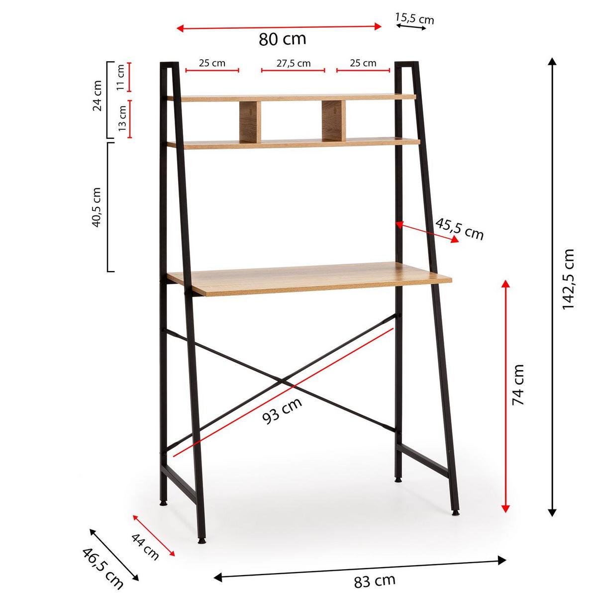 SCHREIBTISCH 83/46/142 Blanca Schwarz - Schwarz, Holzwerkstoff (46/83/142cm) - VS Venta-stock