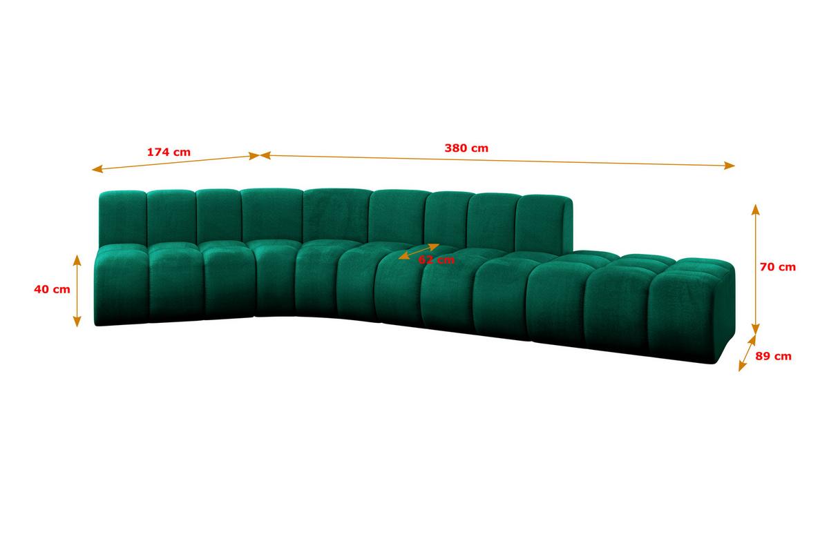 ECKSOFA modulares Sofa Brilo-L1 - 380x174x70 cm Grün - Dunkelgrün, Holzwerkstoff/Textil (380/174cm) - ALTDECOR