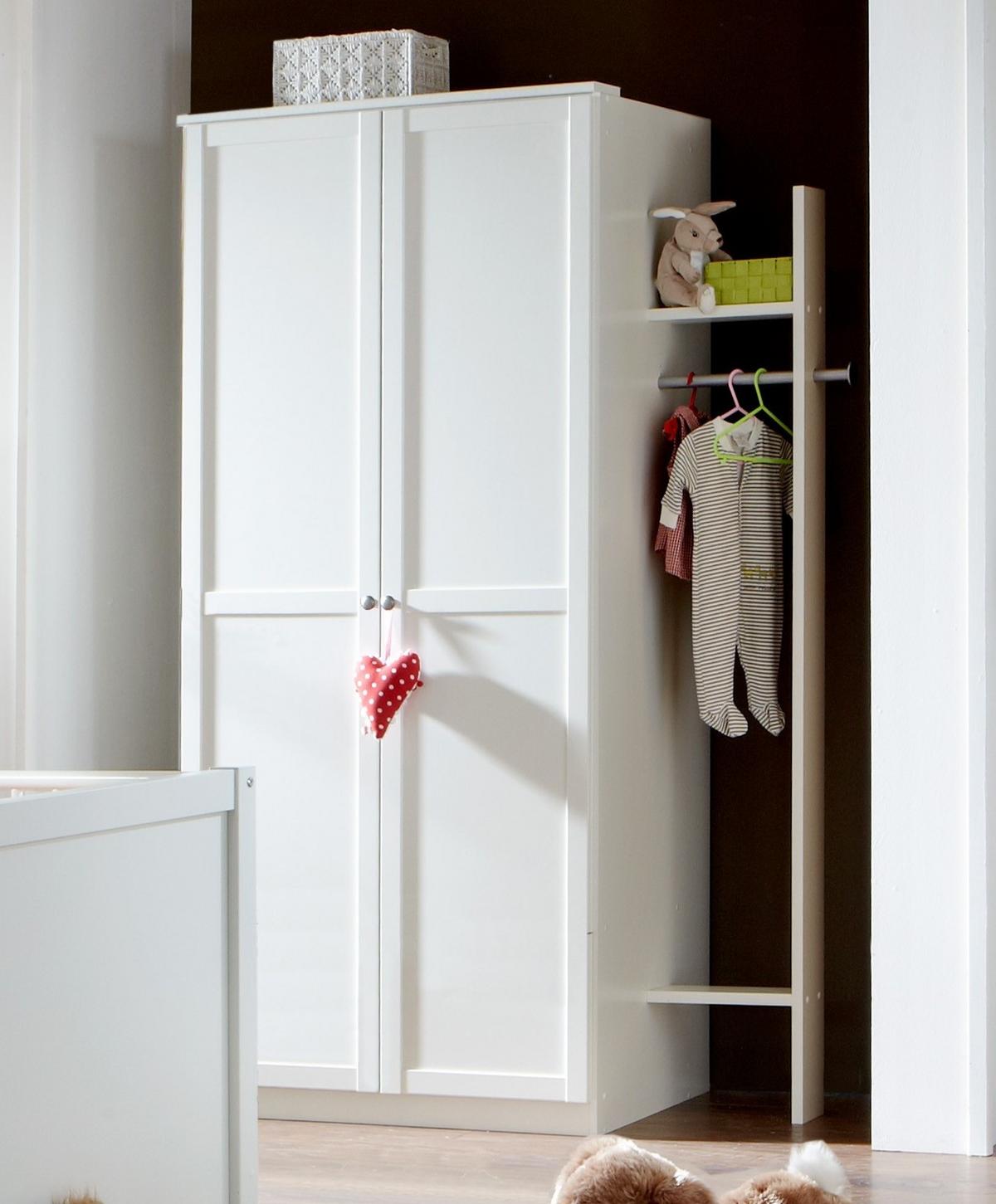 GARDEROBE B32/H179/T12 cm, passend zum Babyzimmer Landhausstil Weiß (22800-22804) / 22800-06 - Weiß, Holzwerkstoff/Metall (32/179/12cm) - luma-home