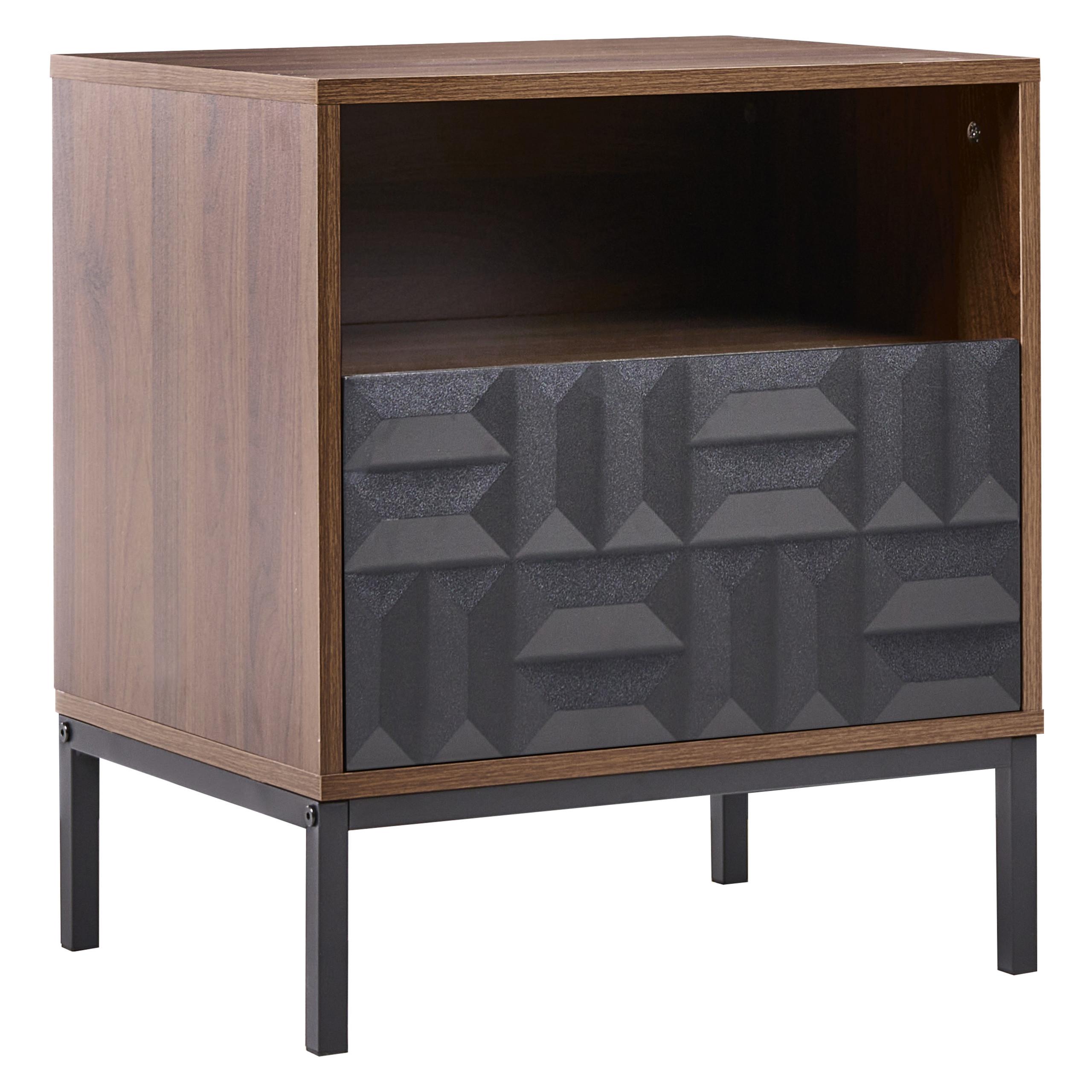 NACHTTISCH mit 1 Schublade Dunkelbraun Caraquet - Dunkelbraun, Holzwerkstoff (40/50/60cm) - Beliani