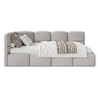 JUGENDBETT Cloudy Hellgrau 120 x 200 cm - Hellgrau/Schwarz, Kunststoff/Textil (120/200cm) - Selsey