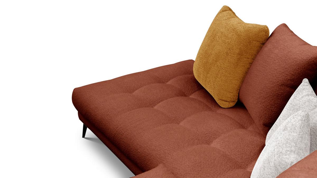 ECKSOFA CALME 5-Sitzer, dunkelorange und écru - Dunkelorange/Schwarz, Holz/Textil (294/229cm) - Wozimo