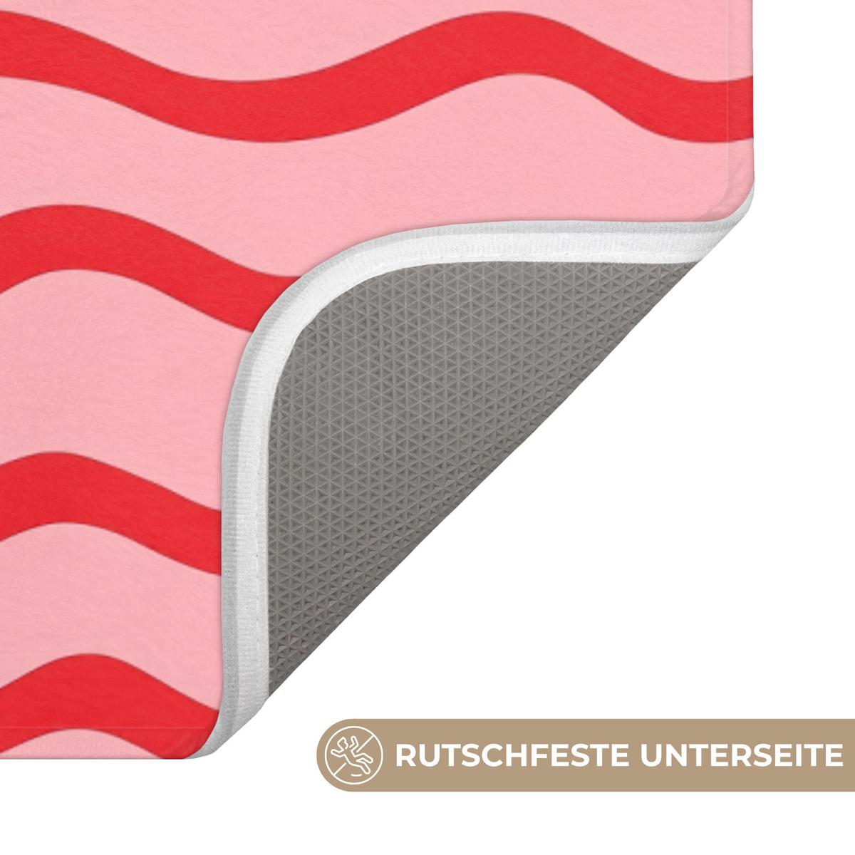 BADEMATTE Verspielt - Muster - Rot 60x120 cm - Rosa, Textil (60/120cm) - OnlyWow