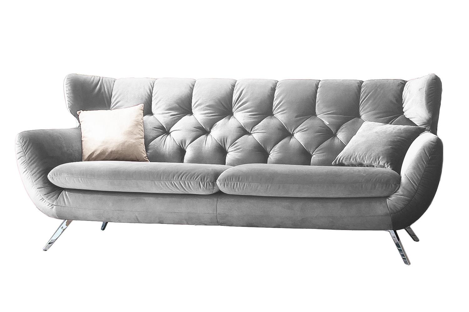 SOFA CHARME Silber Velvet - Silberfarben, Textil/Metall (175/94/95cm) - KAWOLA