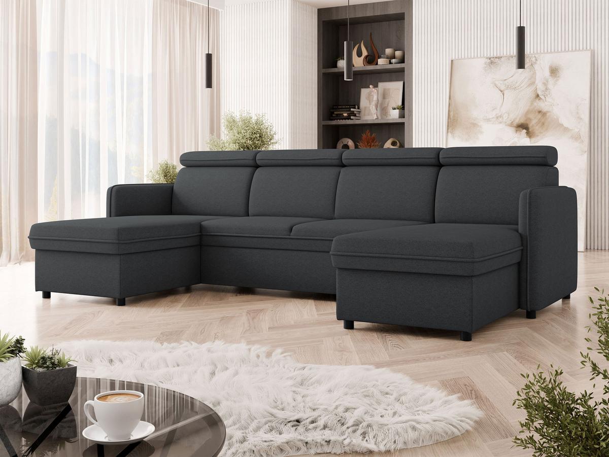WOHNLANDSCHAFT Barcelo U - Schwarz, Holz/Textil (284/84/166cm) - MIRJAN24