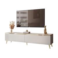 TV-LOWBOARD AURORA Kaschmir mit schräge Goldchrom Fuße - Kaschmir/Goldfarben, Holzwerkstoff/Metall (180/45/40cm) - Lookway
