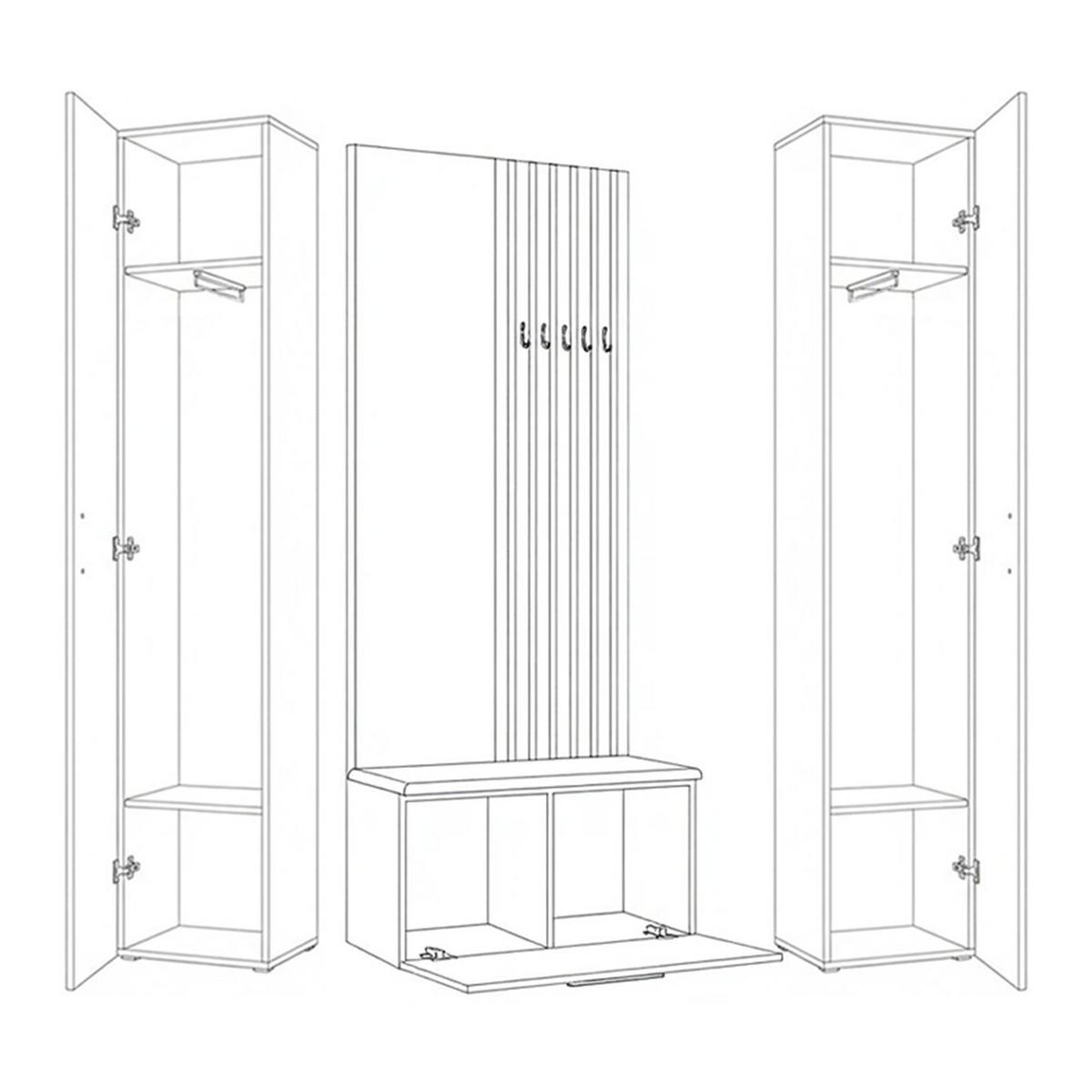 GARDEROBENSCHRANK MODULO 160,6/204/40 cm Modern Garderobe-Set Weiß - Schwarz/Weiß, Holzwerkstoff (160.6/204/40cm) - MASSENO