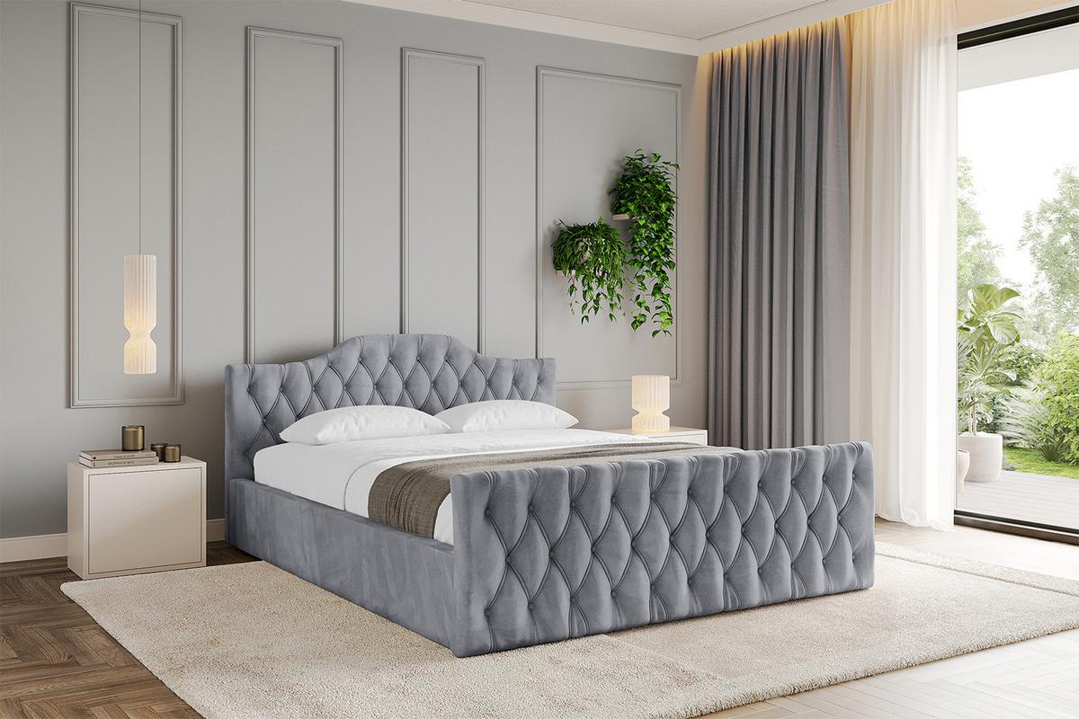 POLSTERBETT mit Bettkasten, Fußteil und Lattenrost, Boxbett mit Matratze H3/H4 - FALIO-Z-V1 120x200 Hellgrau - Hellgrau, Holzwerkstoff/Textil (120/200cm) - ALTDECOR