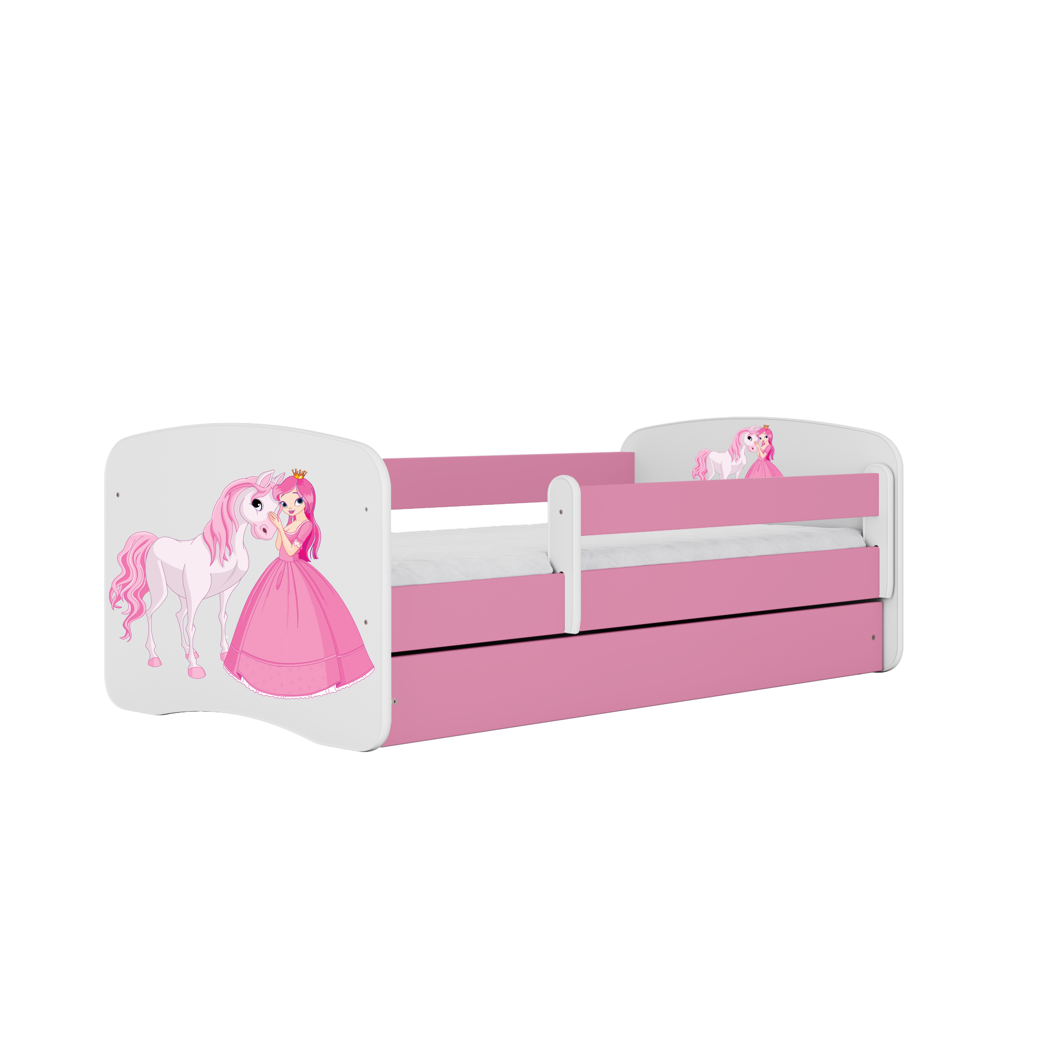 KINDERBETT Prinzessin Pferd mit Schublade und Matratze 180/80 - Rosa, Holzwerkstoff (80/180cm) - RAUMHIRSCH FURNITURE