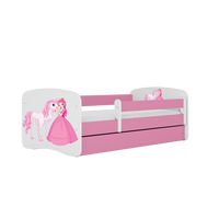 KINDERBETT Prinzessin Pferd mit Schublade 180/80 90/61/184 - Rosa, Holzwerkstoff (80/180cm) - RAUMHIRSCH FURNITURE