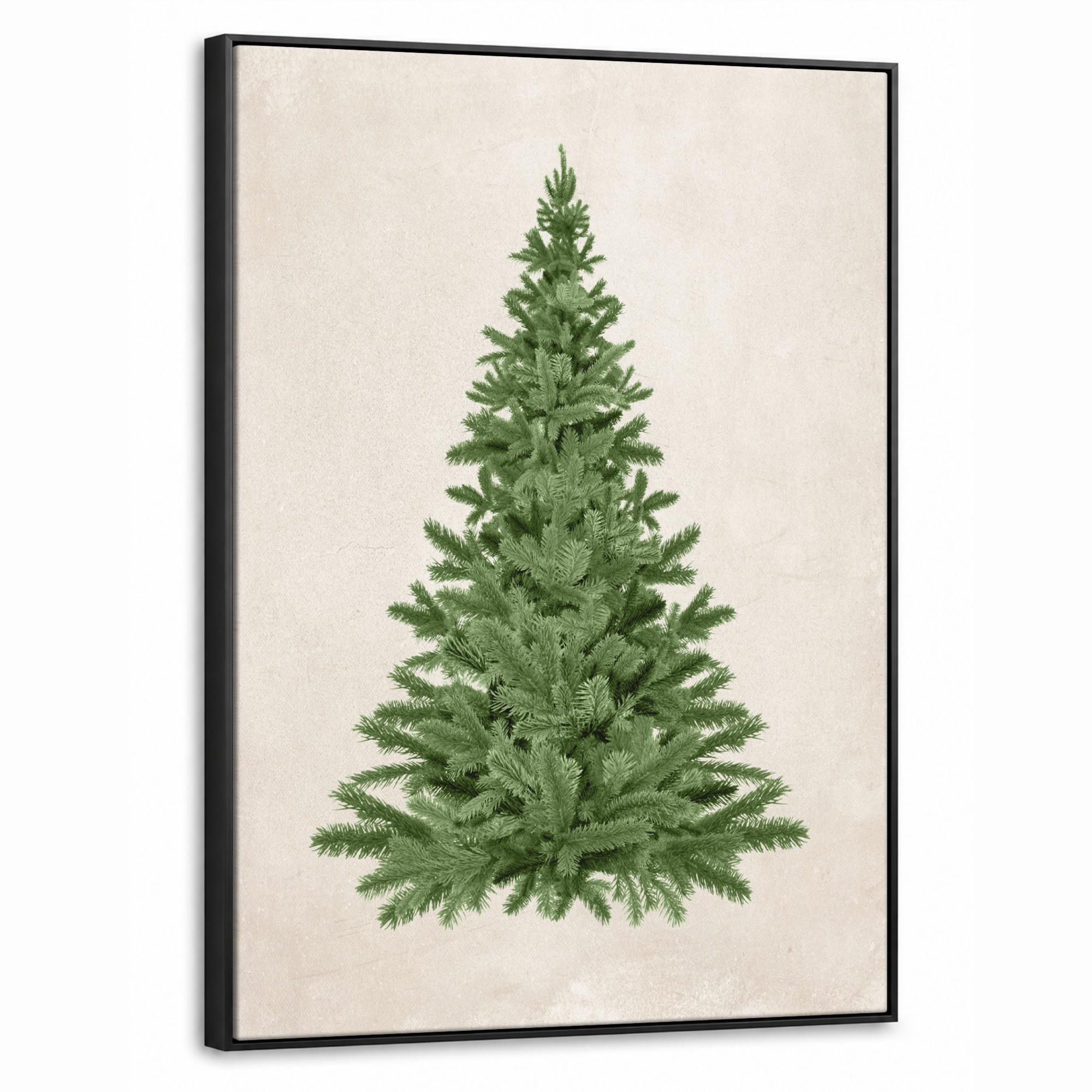 LEINWAND Bilder mit Rahmen - Weihnachtsbaum - Grün - Weihnachten - Feiertage - 60x80 - Olivgrün, Textil (60/80cm) - MuchoWow