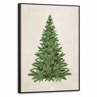LEINWAND Bilder mit Rahmen - Weihnachtsbaum - Grün - Weihnachten - Feiertage - 60x80 - Olivgrün, Textil (60/80cm) - MuchoWow