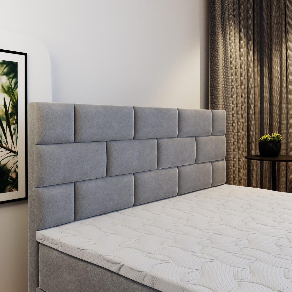 BOXBETT ARINOS 160x200 cm mit Matratze und Topper - Grau - Grau, Holz (160/200cm) - MASSENO