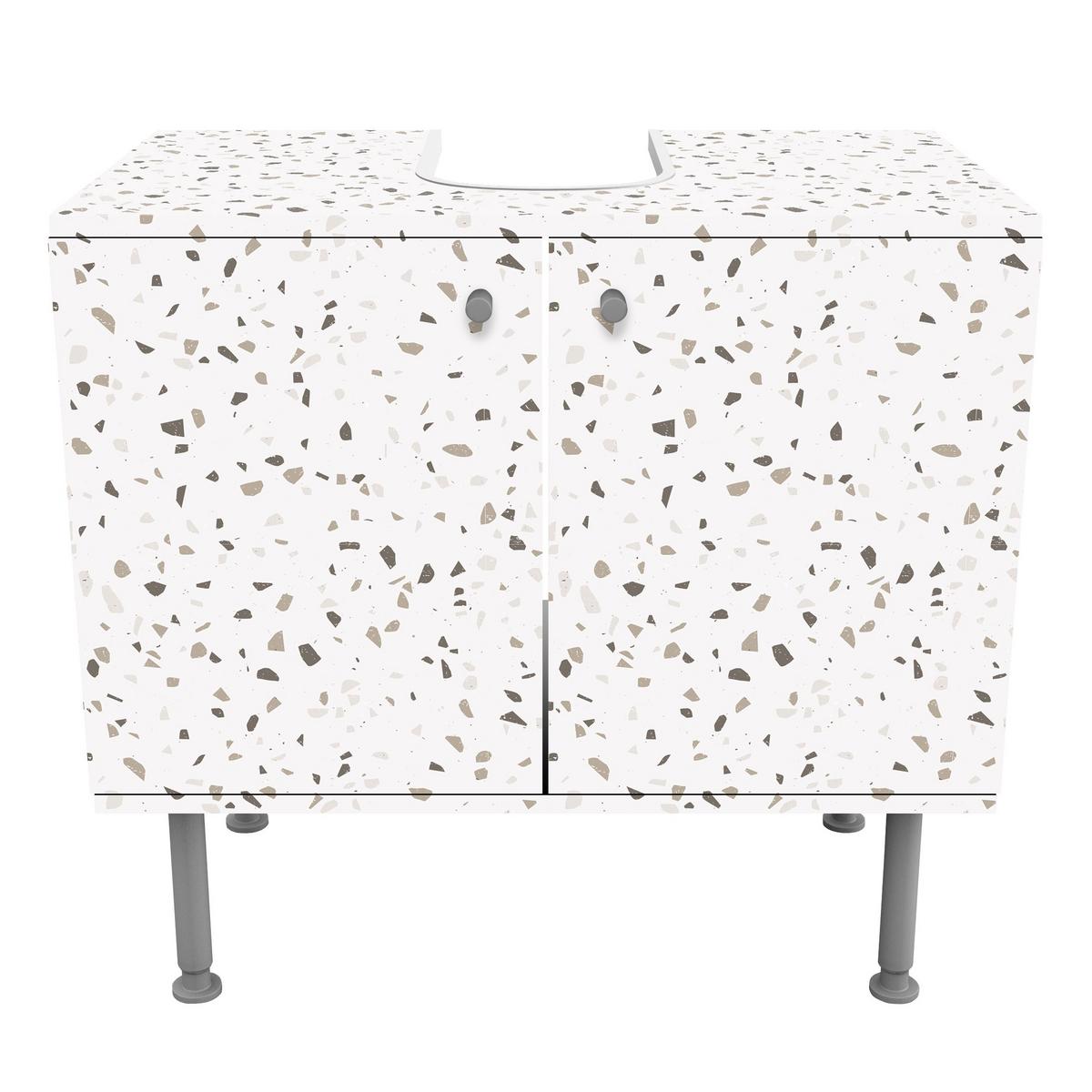 WASCHBECKENUNTERSCHRANK Detailliertes Terrazzo Muster Pompeji 60/55/35 cm - Grau, Holzwerkstoff (60/55/35cm) - Bilderwelten