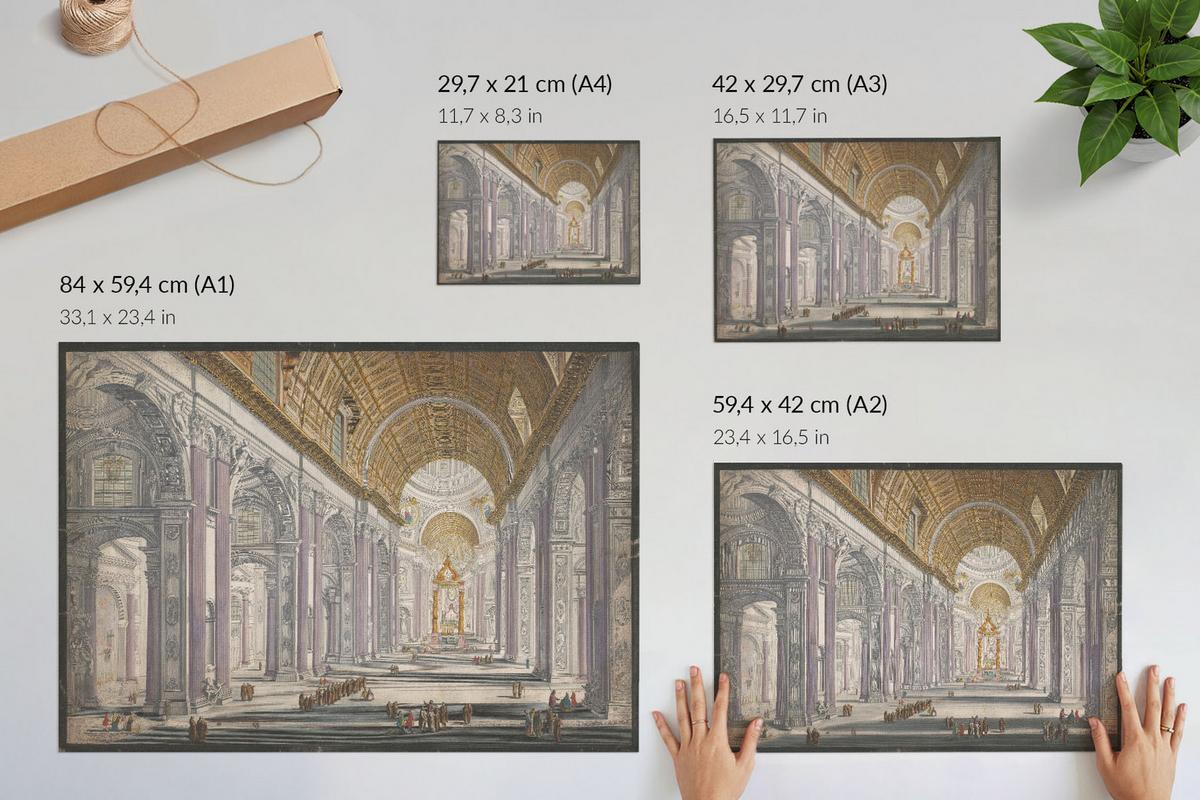 POSTER - 42x29 cm (A3) - Giovanni Battista Piranesi - Innenteil der Basilika - Grau, Textil (42/29.7/0.1cm) - TULUP