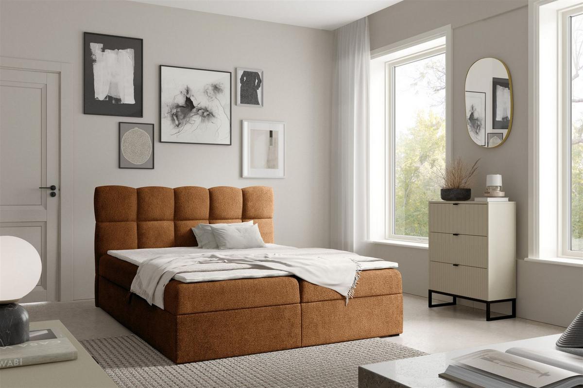BOXBETT Parozo überlänge - Rotbraun, Holzwerkstoff/Textil (120/220cm) - Fun Möbel