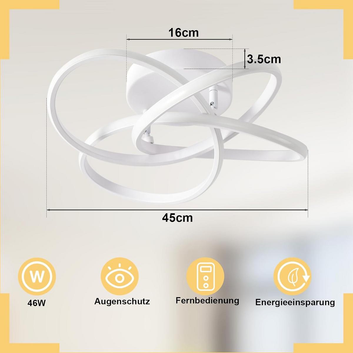 LED-DECKENLEUCHTE Timoa 45/42/16 cm - Weiß, Metall (45/42/16cm) - ZMH