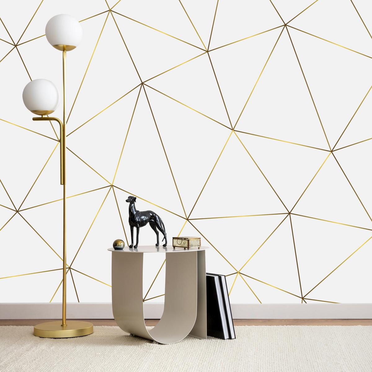 FOTOTAPETE Geometrische Abstraktion Glamour Stil 350x256 - Gelb/Beige, Papier (350/256cm) - Muralo