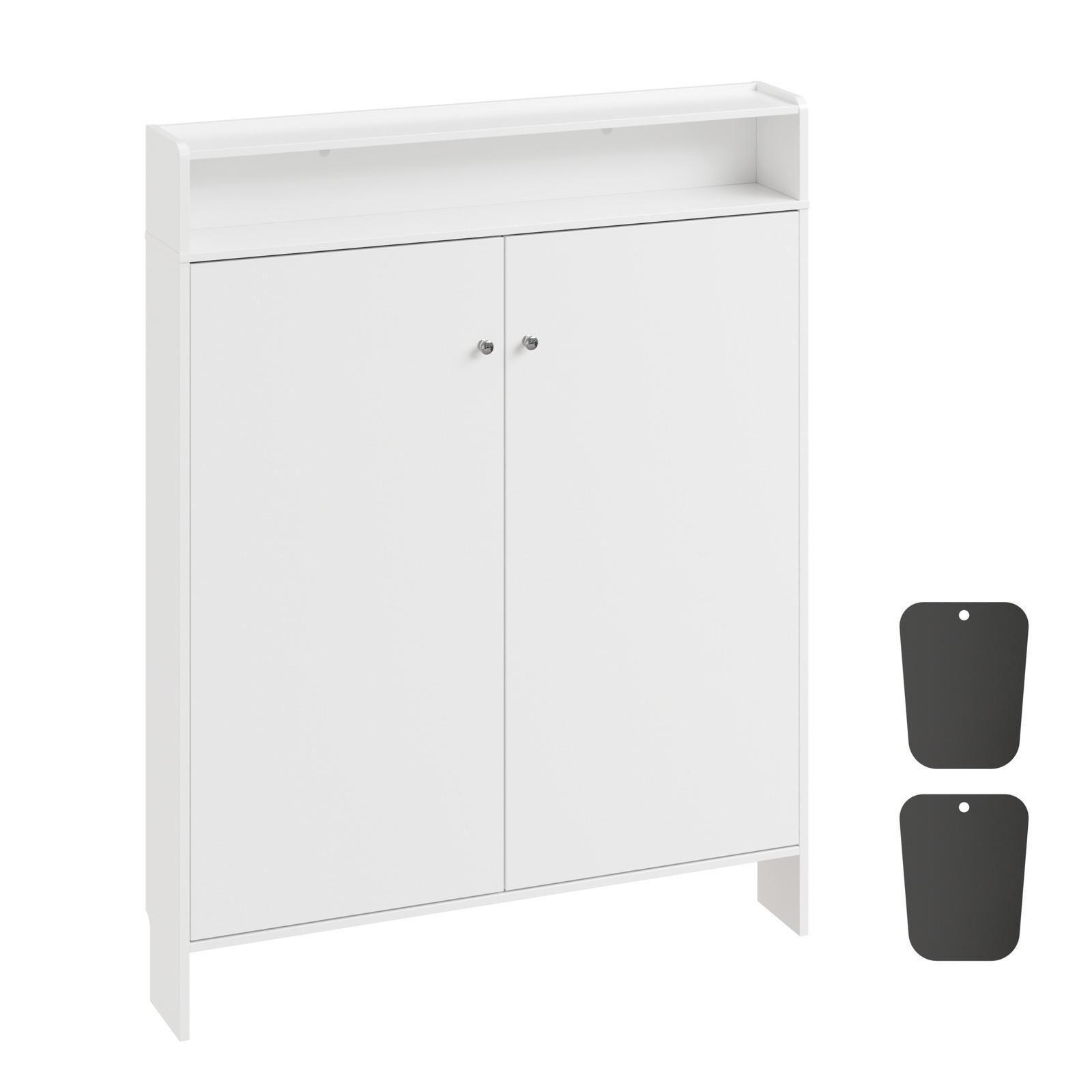 SCHUHREGAL mit offener Ablage und zwei Türen FSR227-E-W - Weiß, Holzwerkstoff (15/123.5/98cm) - SoBuy