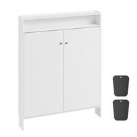SCHUHREGAL mit offener Ablage und zwei Türen FSR227-E-W - Weiß, Holzwerkstoff (15/123.5/98cm) - SoBuy