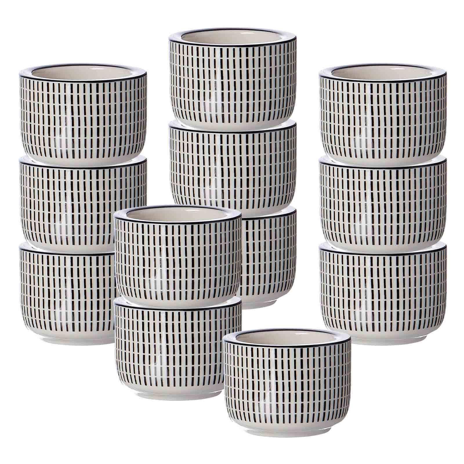 TEELICHTHALTER Takeo Stripes schwarz-weiß ø 6 cm 12er Set - Schwarz/Weiß, Keramik (6/4cm) - Ritzenhoff Breker