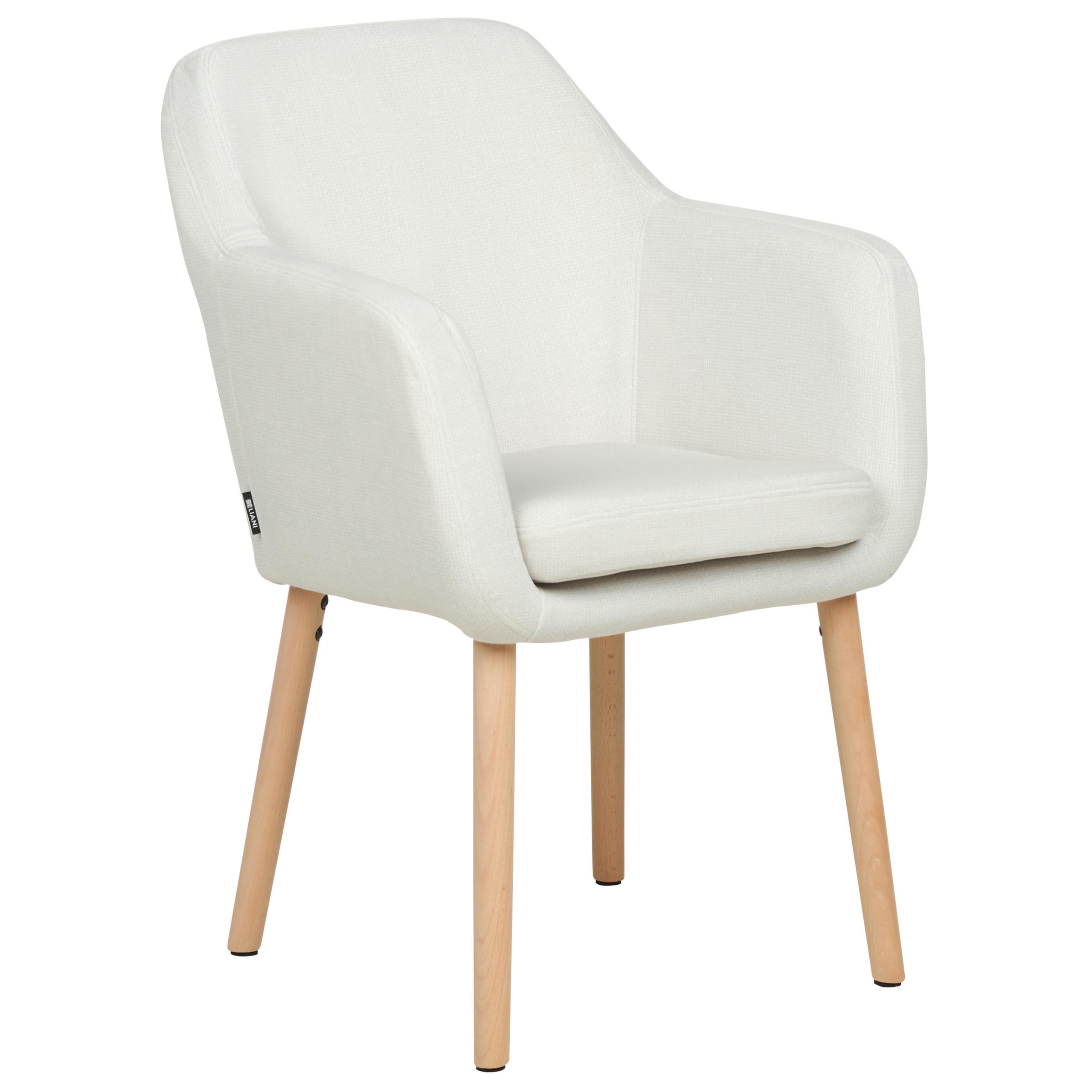 ESSZIMMERSTUHL Samtstoff cremeweiß Yorkville II - Hellbraun/Weiß, Textil (56/82/46cm) - Beliani