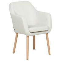 ESSZIMMERSTUHL Samtstoff cremeweiß Yorkville II - Hellbraun/Weiß, Textil (56/82/46cm) - Beliani
