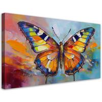 LEINWANDBILD Bunter Schmetterling 120x60cm - Multicolor, Textil (120/60cm) - Feeby