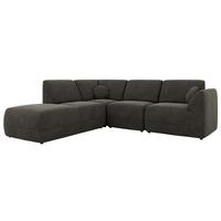 ECKSOFA NOARA 5M L Dunkelgrau Velvet - Links - Dunkelgrau/Schwarz, Kunststoff/Textil (244/267cm) - MKS