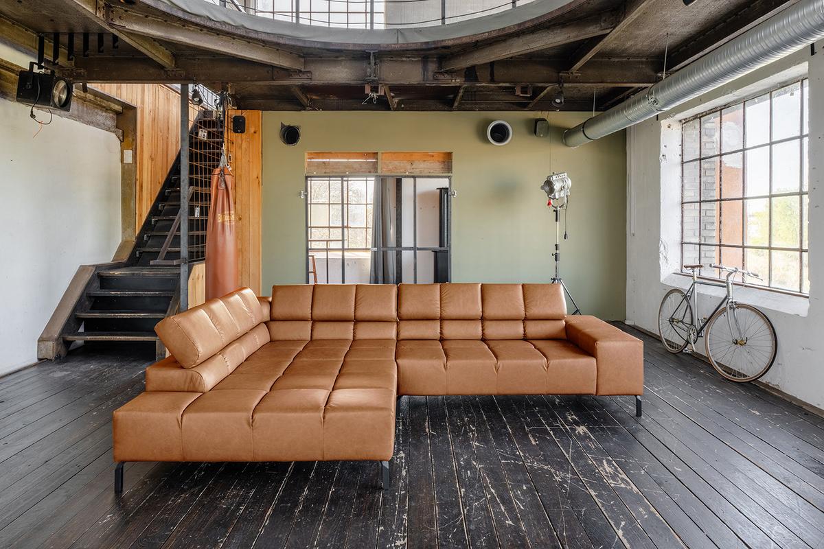 ECKSOFA NELSON Braun Leder Relaxfunktion - Schwarz/Braun, Leder/Metall (321/216cm) - KAWOLA