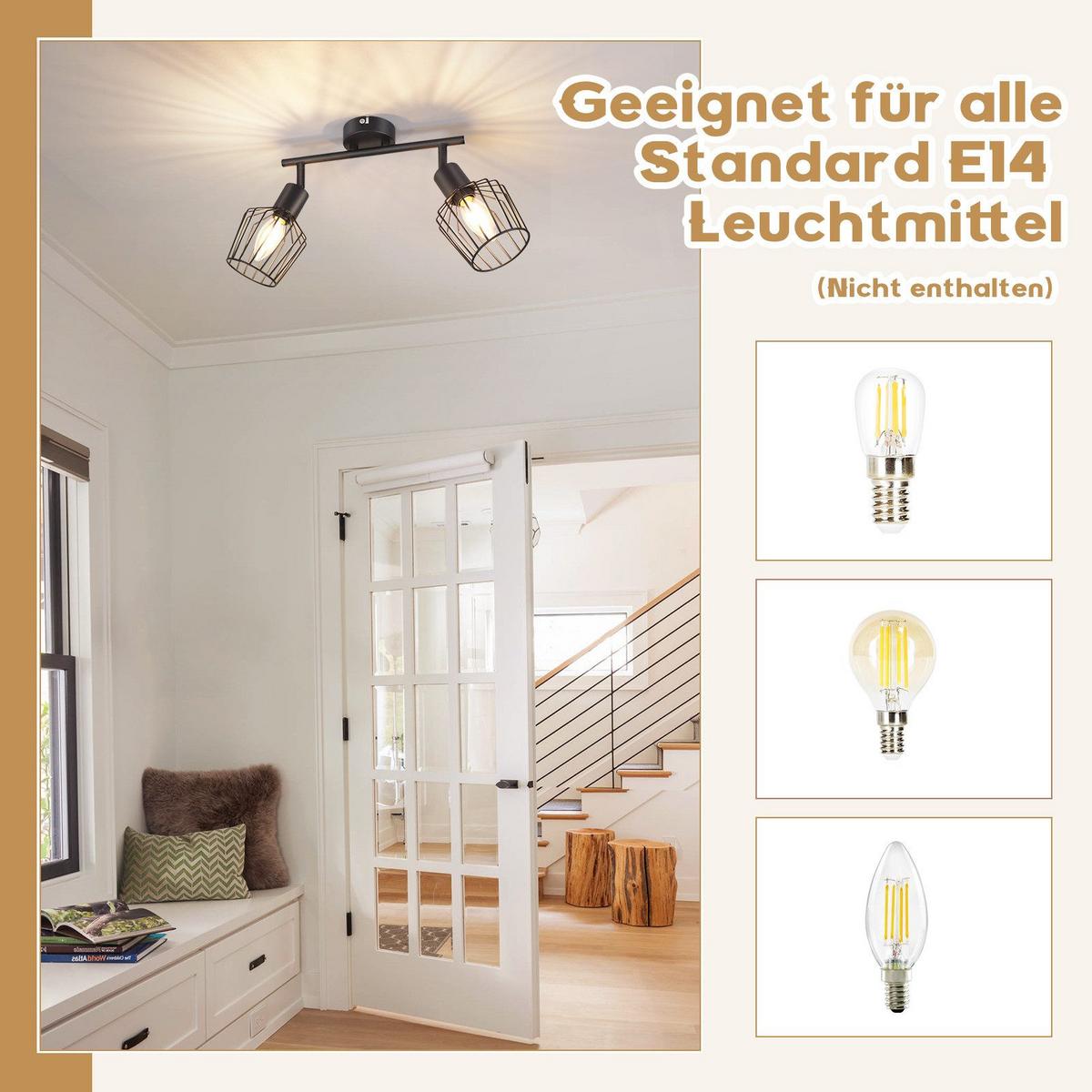 DECKENSTRAHLER Franziska 2-flammig 32/8/10 cm - Schwarz, Metall (32/8/10cm) - Nettlife