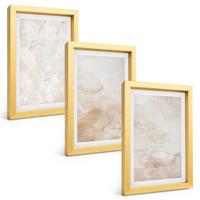 BILDER SET 3er Set - 20x30 cm Goldrahmen - Modische Pastelltexturen - Goldfarben, Kunststoff (20/30cm) - TULUP