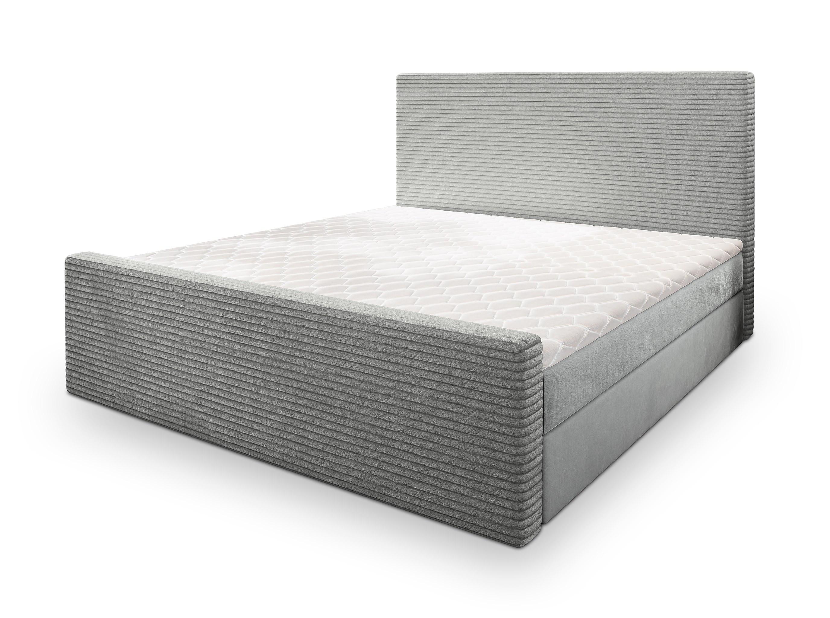 BOXBETT ALORIA 160x200 cm mit Matratze und Topper - Hellgrau - Hellgrau, Holz (160/200cm) - MASSENO