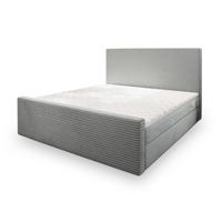 BOXBETT ALORIA 160x200 cm mit Matratze und Topper - Hellgrau - Hellgrau, Holz (160/200cm) - MASSENO