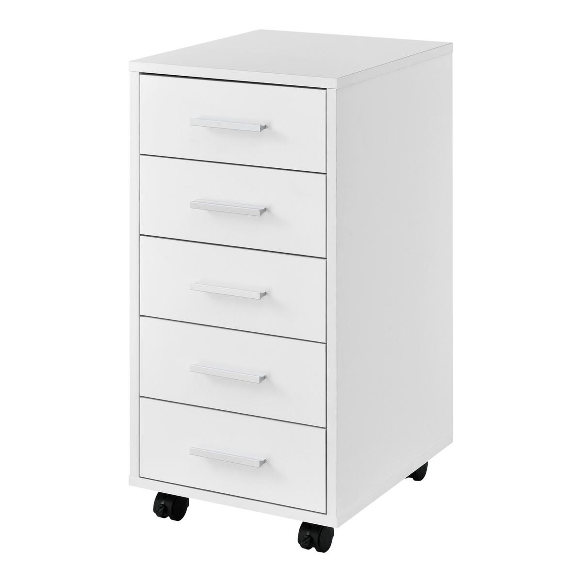 ROLLCONTAINER Stockholm - Weiß, Holzwerkstoff (33/63/38cm) - [en.casa]