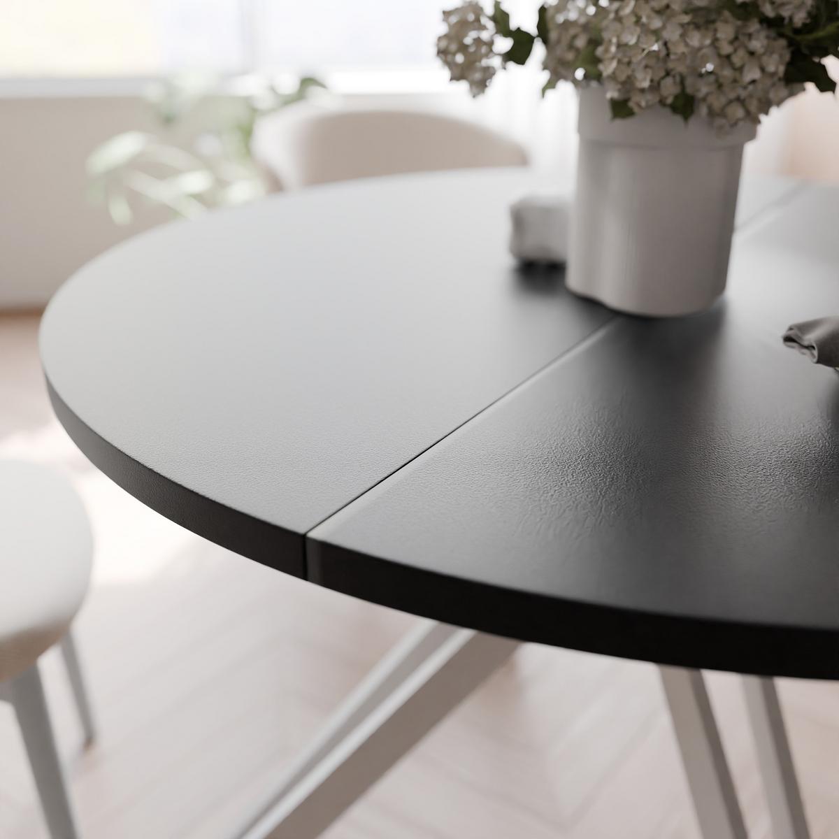 ESSTISCH ausziehbar aus MDF, Schwarz - Schwarz/Weiß, Holzwerkstoff (120/120/76cm) - Idohome