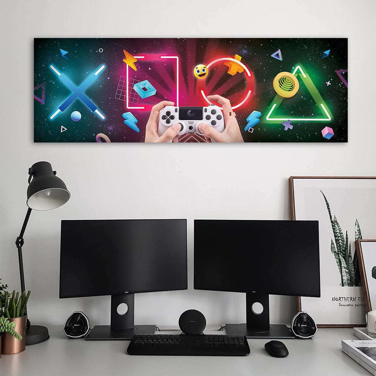 WANDBILD spielkonsole für gamers - Multicolor, Textil (90/30cm) - Feeby