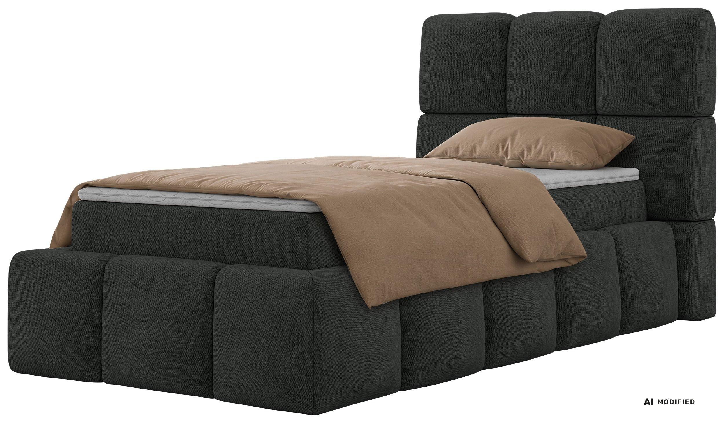 BOXBETT NIRA 90/200 - Dunkelgrau Stukture - Topper T25 - H4 - Dunkelgrau/Schwarz, Kunststoff/Textil (200/90cm) - MKS