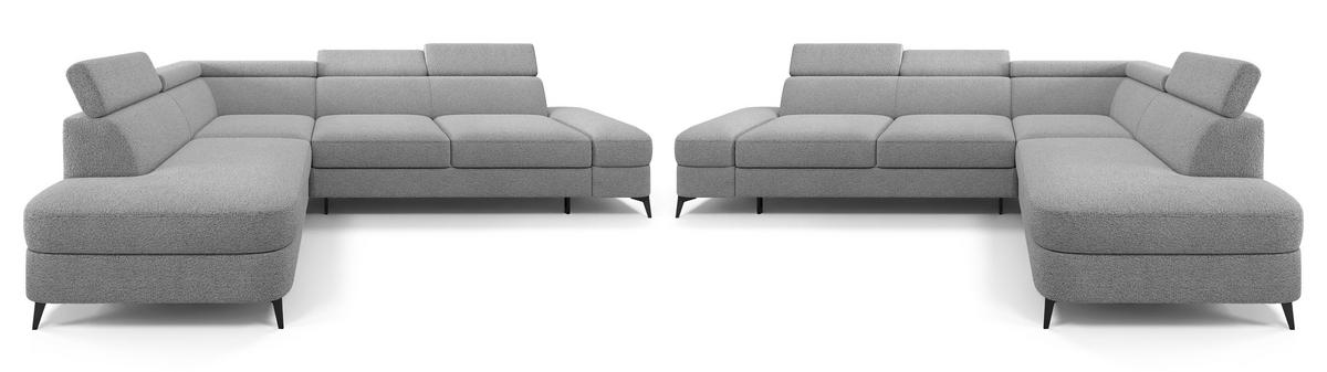 ECKSOFA AVISE Q L-S Creme Boucle-Stoff mit Schlaffunktion - Creme, Holzwerkstoff/Textil (268/195cm) - MASSENO