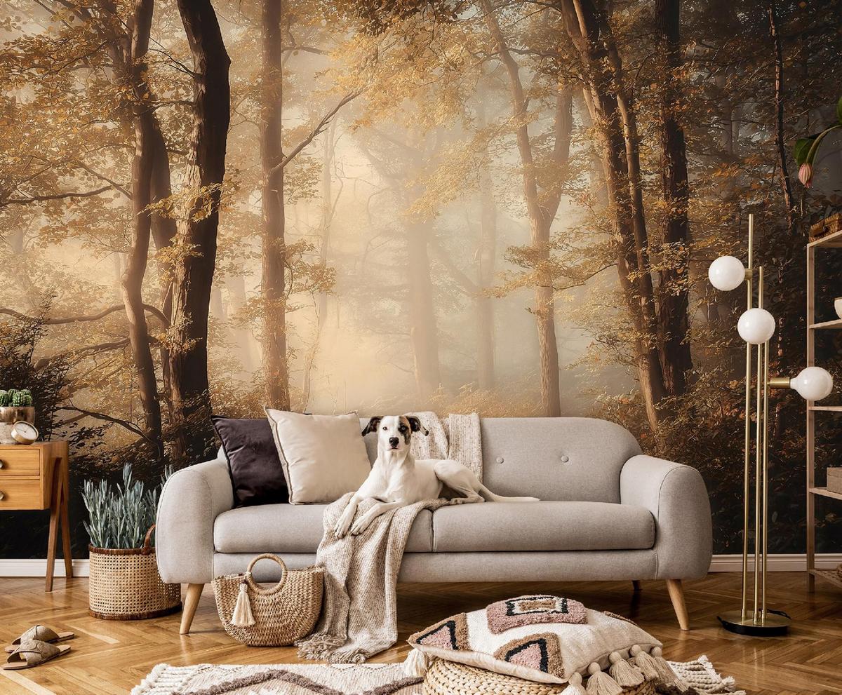 FOTOTAPETE Wald Bäume Braun 200x140 cm - Multicolor, Papier (200/140cm) - Wallarena