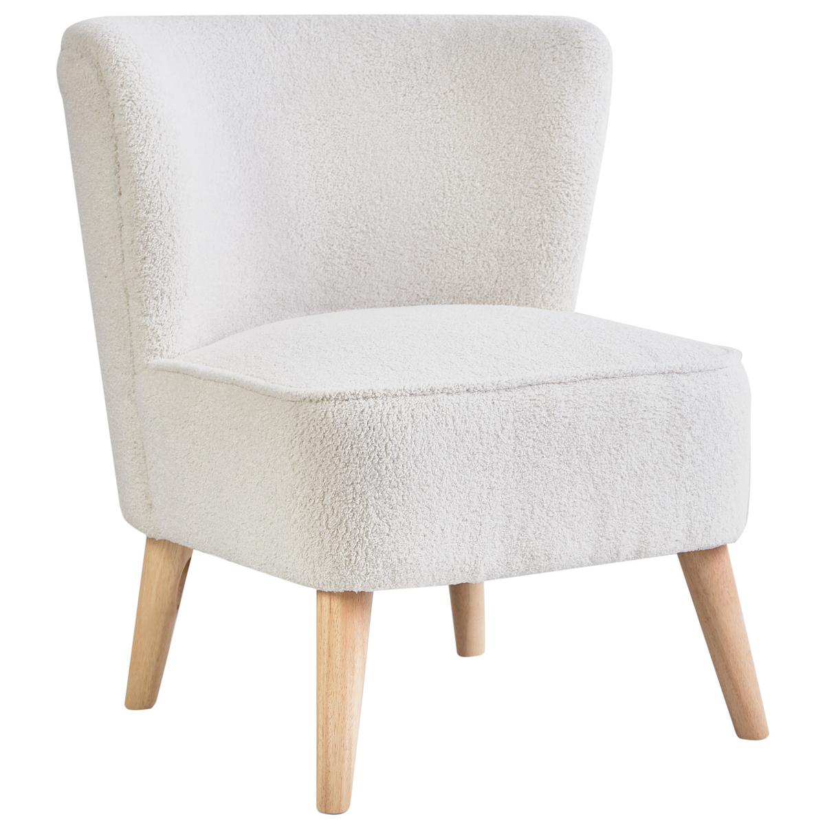 SESSEL Cremeweiß Alven - Weiß/Braun, Textil (65/78/75cm) - Beliani