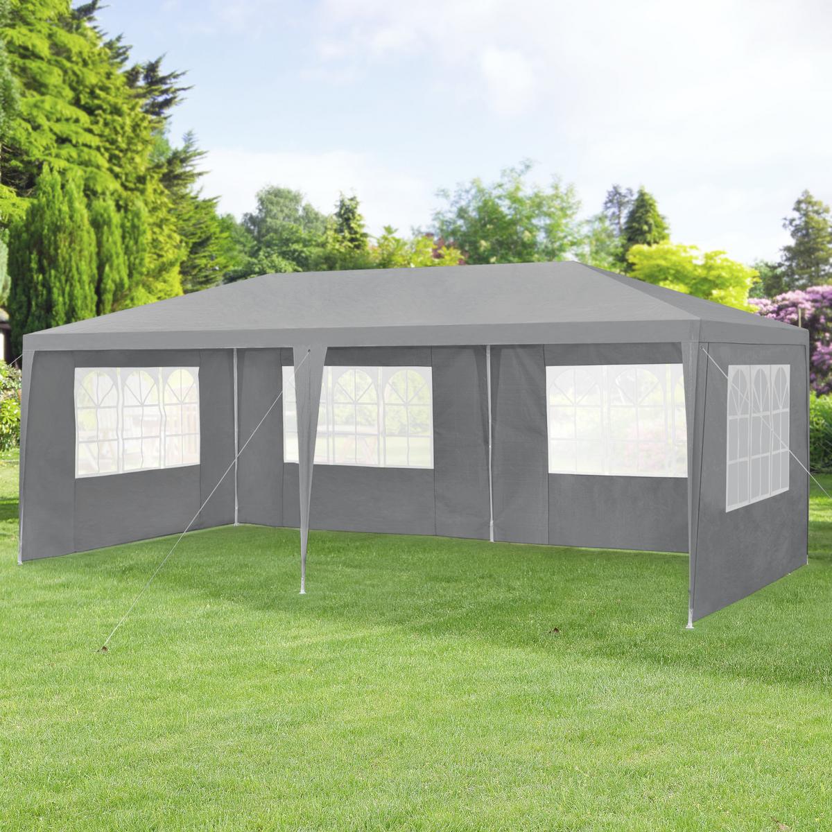 PARTYZELT Wedau - Dunkelgrau, Kunststoff/Metall (600/255/300cm) - casa.pro
