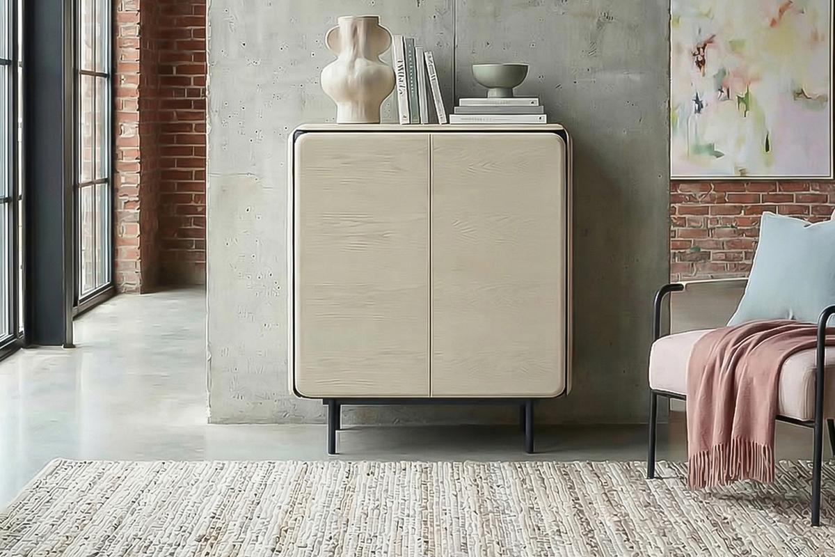 HIGHBOARD AVRIL Grau Eiche - Schwarz/Grau, Holzwerkstoff/Metall (100/121/40cm) - KAWOLA