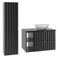 BADMÖBEL 80.6cm Lexa 2er-Set Schwarz - Schwarz, Holzwerkstoff (80.6/52.2/46.5cm) - Petits-meubles