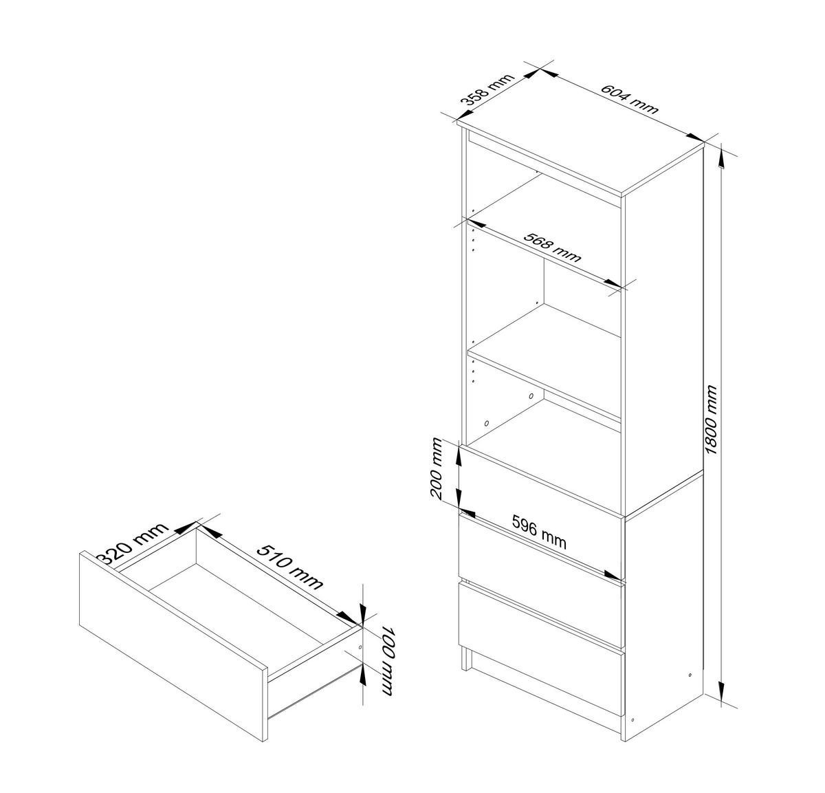 STANDREGAL Dunkelbraun 180/60/35 - Dunkelbraun, Holzwerkstoff (60/180/35cm) - RAUMHIRSCH FURNITURE