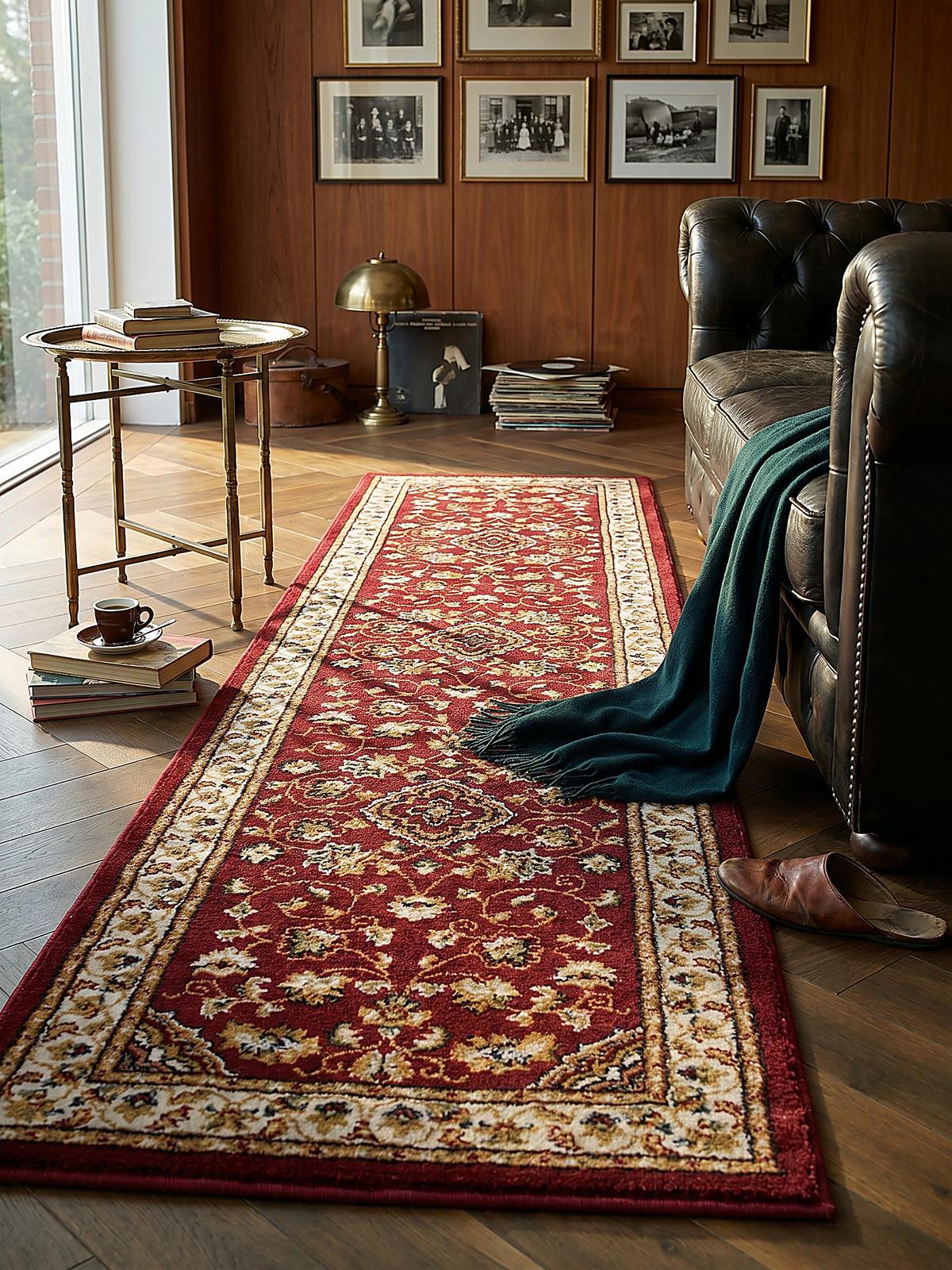 TEPPICH GLAZERT, klassisch-floral, Rot, 66 x 300 cm - Rot, Textil (300/66cm) - KADIMA DESIGN