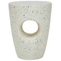 BEISTTELLTISCH Beton cremeweiß Terrazzo Optik rund 37 cm Edolo - Weiß, Stein (37/37/47cm) - Beliani