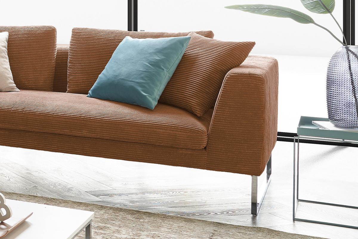 SOFA ARIAN Braun Cord - Silberfarben/Braun, Textil (210/83/98cm) - KAWOLA